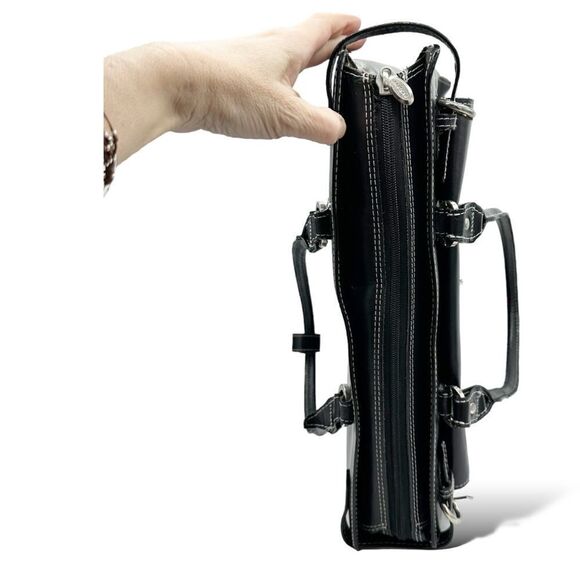 McKlein USA Winnetka Black Leather 15” Laptop‎ Briefcase Double Shoulder Strap - Picture 7 of 16